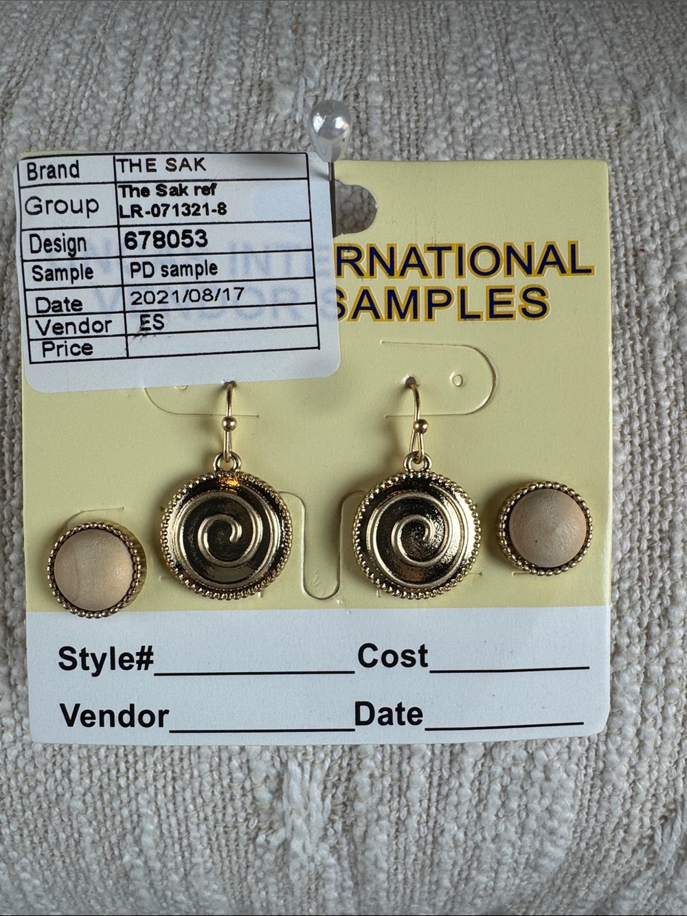 0770-The Sak Gold Swirl Drop and Button Stud Earring Set